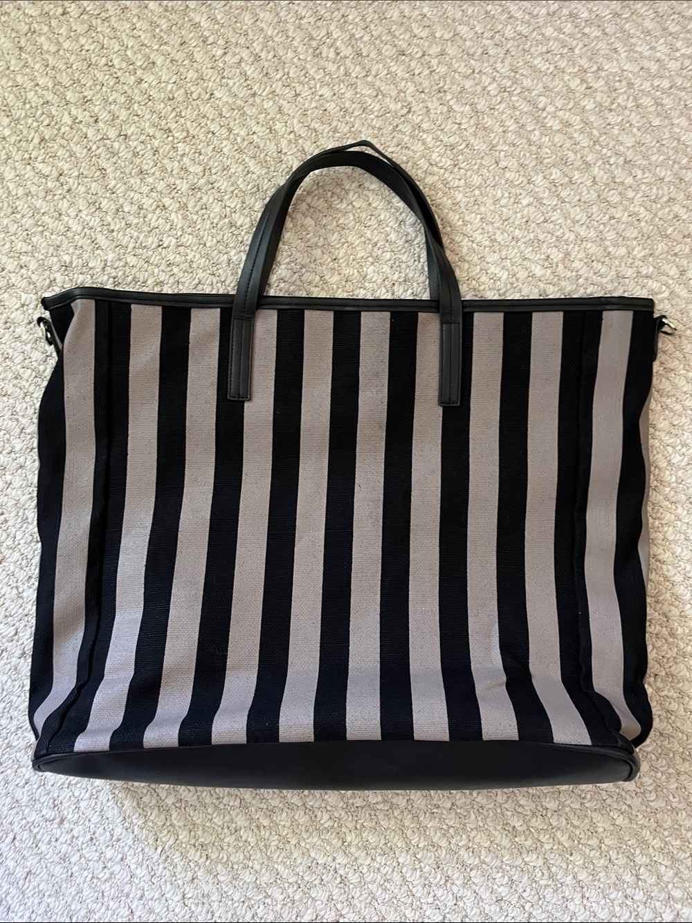 ICHI NWOT Striped Tote Bag in Brown and Black - Picture 4 of 6